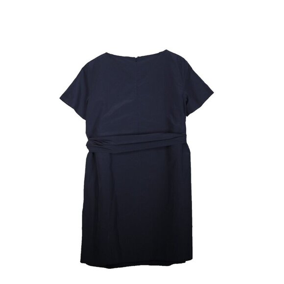 Weekend Max Mara Women XL Navy Blue Nicola Taffeta Belt Mini Dress Short Sleeve - Picture 6 of 10